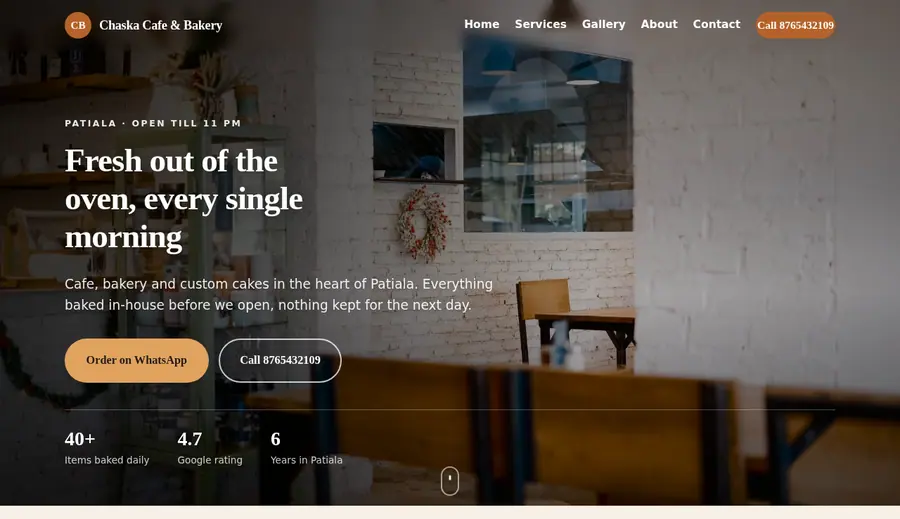Cafe and bakery website demo