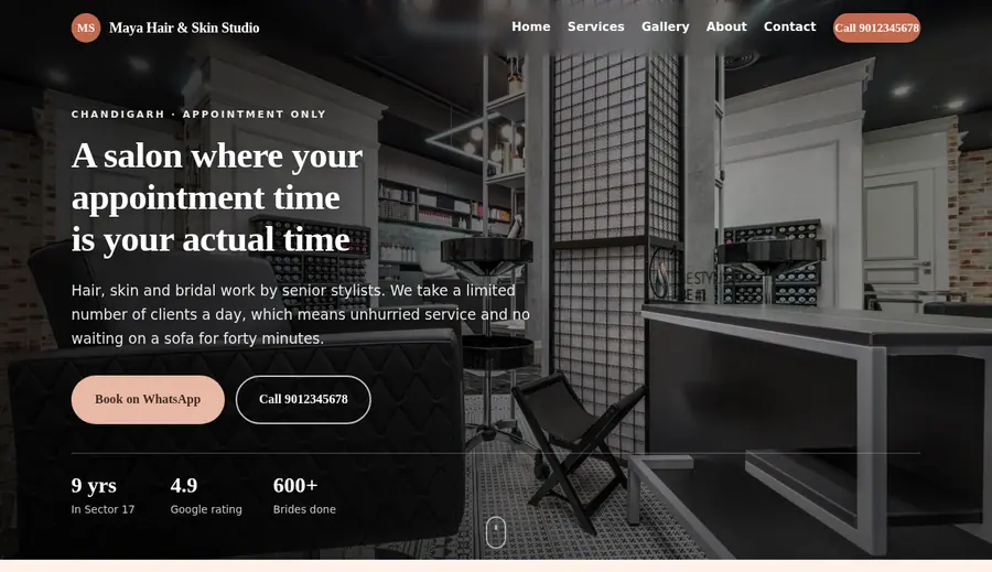 Salon and spa website demo